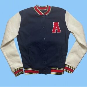 Navy Blue Jock Stripped Casual Cardigan Sweater w/ Pockets